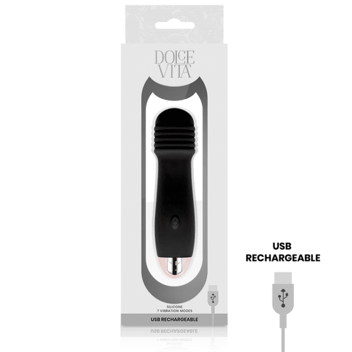 VIBRADOR RECARREGÁVEL DOLCE VITA TRÊS PRETO 7 VELOCIDADE - Image 2