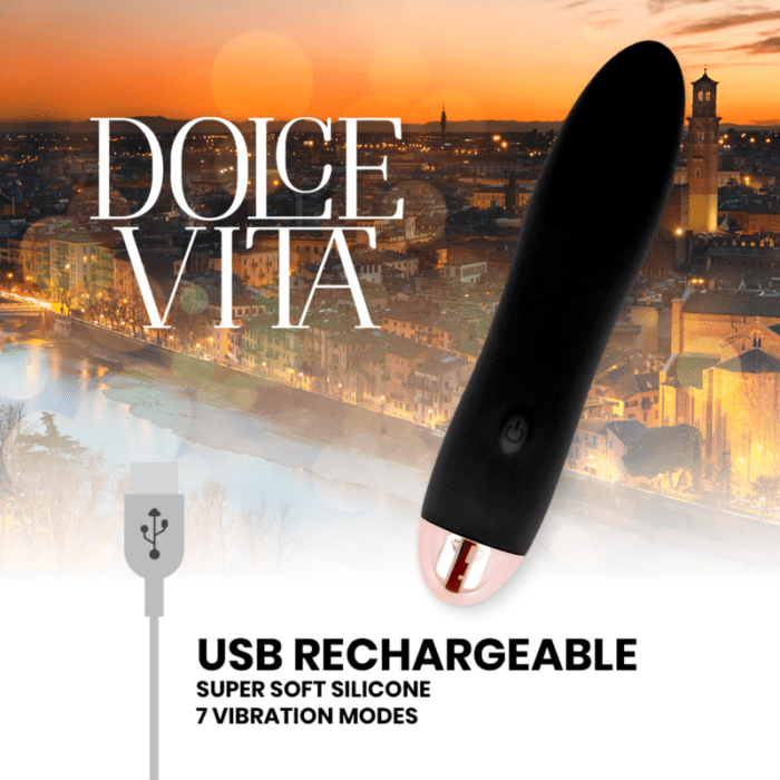 VIBRADOR RECARREGÁVEL DOLCE VITA QUATRO PRETO 7 VELOCIDADES - Image 3