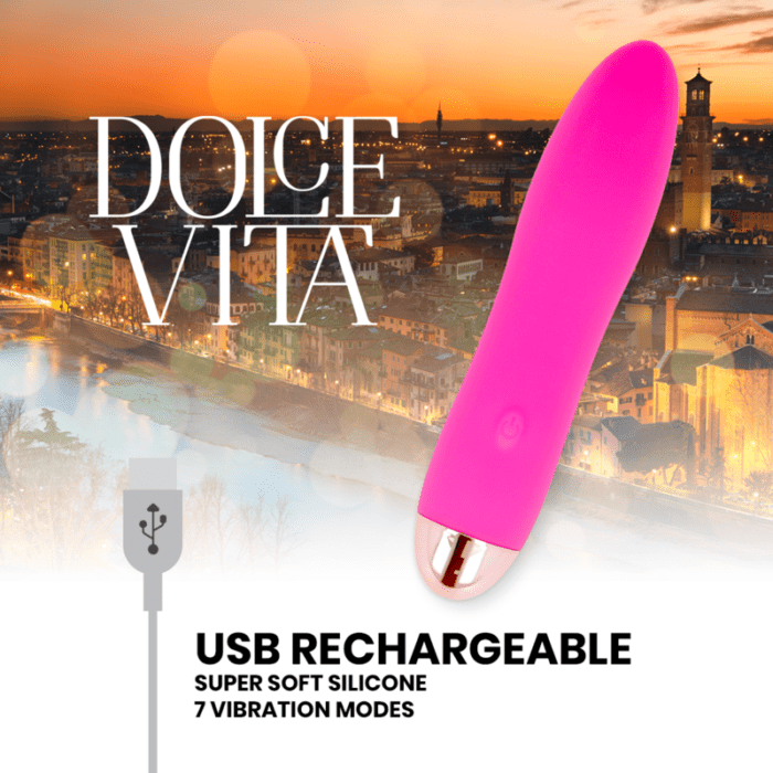 VIBRADOR RECARREGÁVEL DOLCE VITA QUATRO PINK 7 VELOCIDADES - Image 3