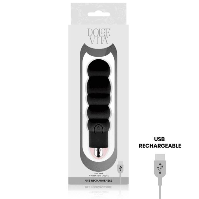 VIBRADOR RECARREGÁVEL DOLCE VITA SEIS PRETO 7 VELOCIDADES - Image 2