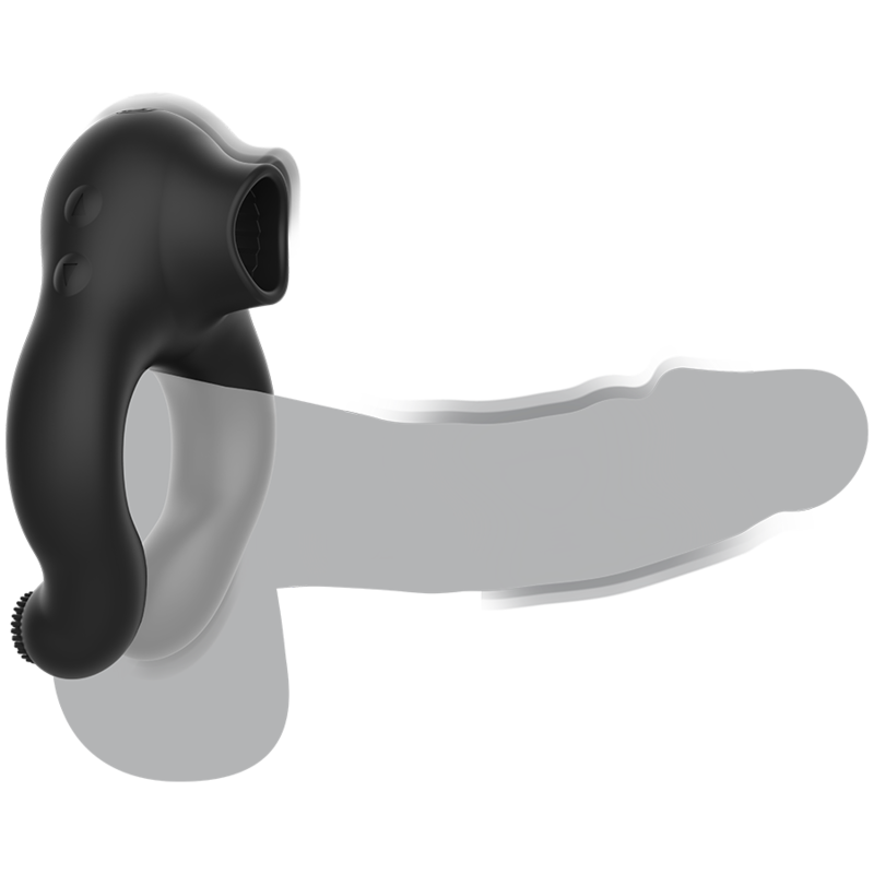 BLACKSILVER - COCK RING VIBRATING LICKING SILICONE RECHARGEABLE BLACK - Image 4