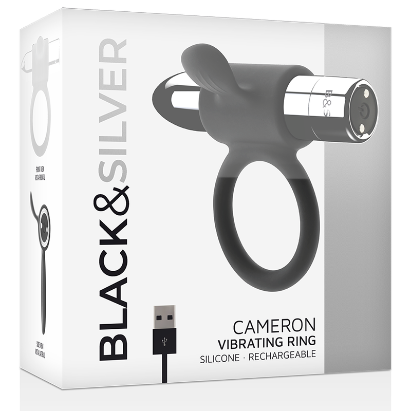 BLACKSILVER CAMERON RECHARGEABLE VIBRATING RING SILVER - Image 5