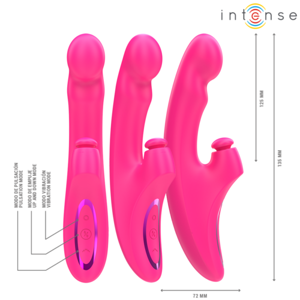 INTENSE - EMI VIBRADOR 13,5 CM MULTIFUNÇÃO 3 EM 1 10 VIBRAÇÕES ROSA - Image 2