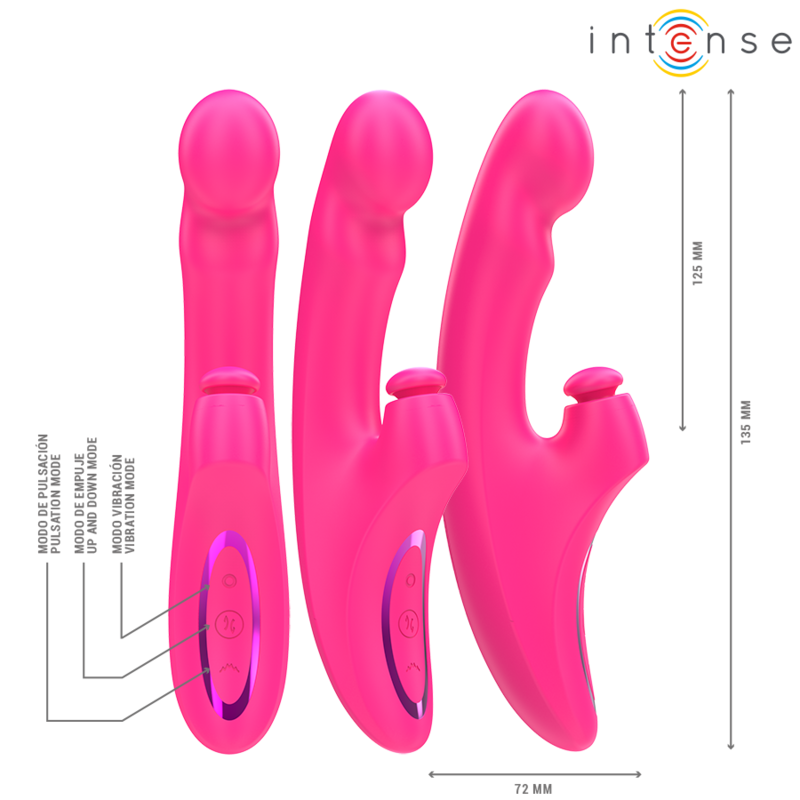 INTENSE - VIBRADOR EMI 13,5 CM MULTIFUNCIONAL 3 EM 1 10 VIBRAÇÕES ROSA - Image 3