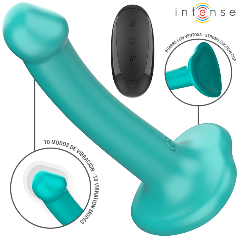 INTENSE - VIBRADOR KATIE COM VENTOSA 10 VIBRAÇÕES CONTROLE REMOTO AZUL - Image 2