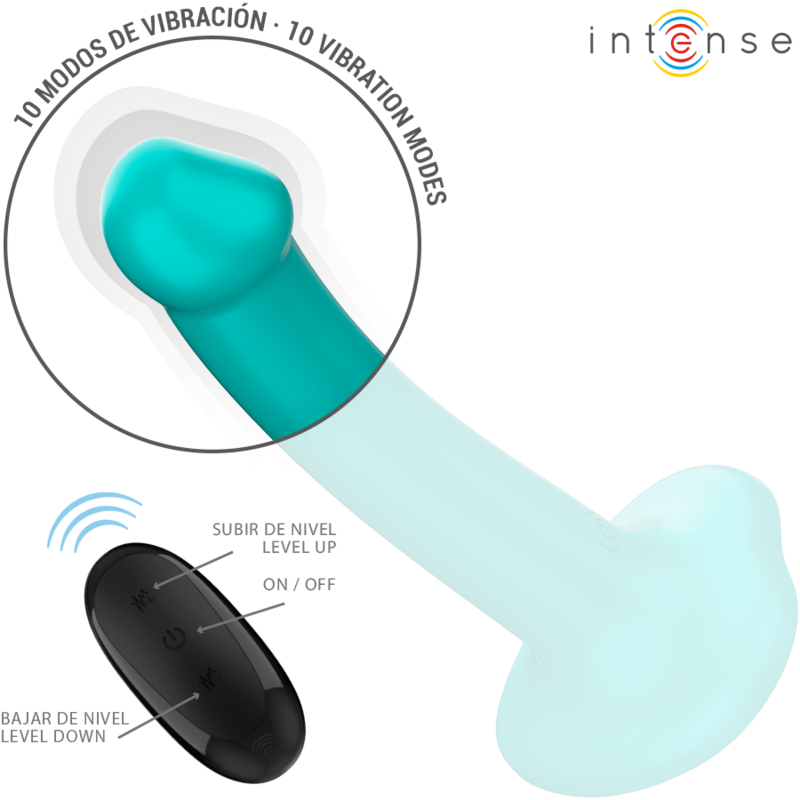 INTENSE - VIBRADOR KATIE COM VENTOSA 10 VIBRAÇÕES CONTROLE REMOTO AZUL - Image 4