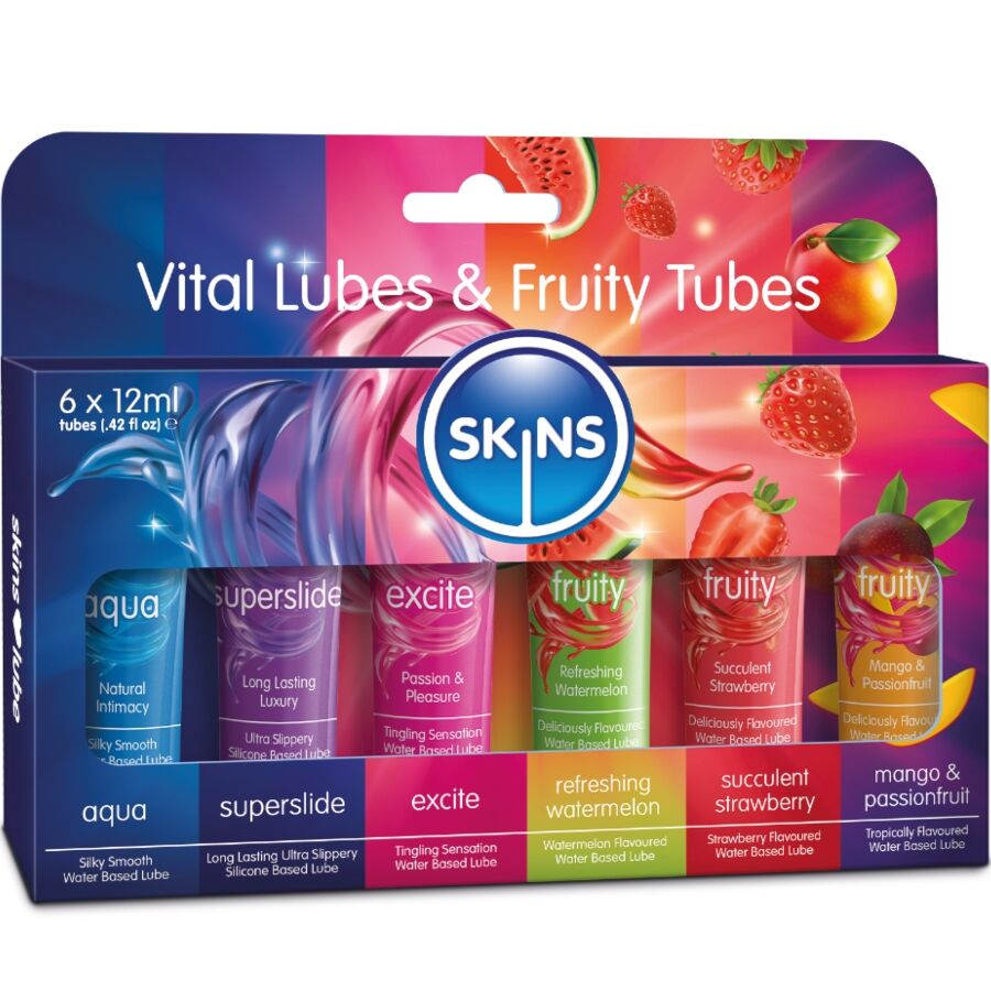 SKINS - KIT DE LUBRIFICANTES VITAL FRUITY 6 x 12 ML