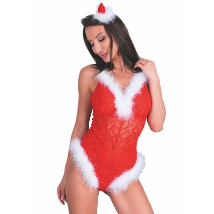 LIVCO CORSETTI FASHION - NAUGHTY SANTA LC 90706 BODY DE NATAL TAMANHO S/M
