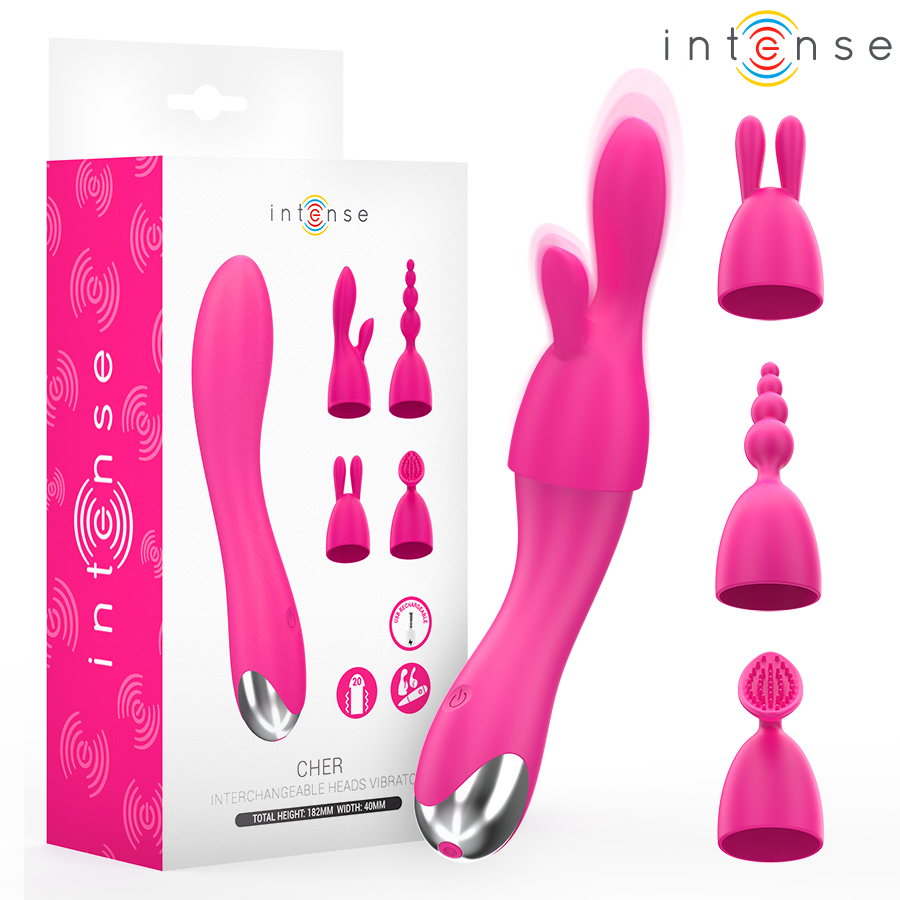 INTENSE - VIBRADOR COM CABEÇAS INTERCAMBIÁVEIS CHER