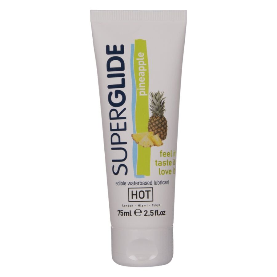 HOT - SUPERGLIDE LUBRIFICANTE COMESTÍVEL À BASE DE ÁGUA COM SABOR ABACAXI 75 ML