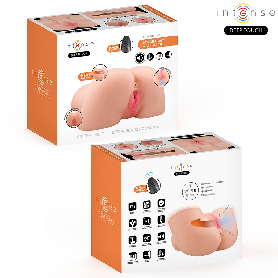 INTENSE DEEP TOUCH - MASTURBADOR ANAL E VAGINAL GINGER COM EFEITOS DE SUCÇÃO, CALOR, VIBRAÇÃO E VOZ, COM CONTROLE REMOTO, 5,3 KG - Image 3