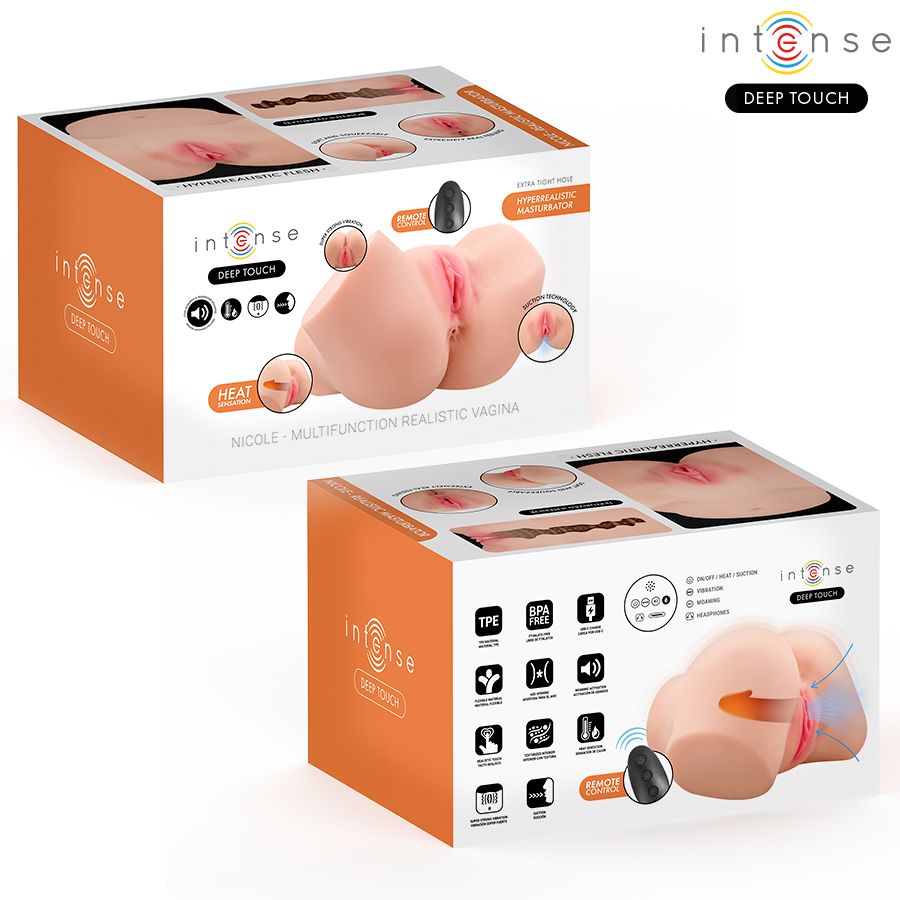 INTENSE DEEP TOUCH - MASTURBADOR ANAL E VAGINAL NICOLE COM EFEITOS DE SUCÇÃO, CALOR, VIBRAÇÃO E VOZ, COM CONTROLE REMOTO, 5.3 KG - Image 3